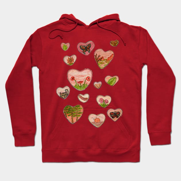 Scenic Hearts Hoodie by LuvbuzzArt